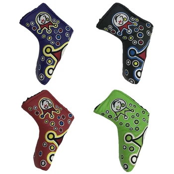 

PU Golf Putter Cover Cartoon Clown Embroidery Headcover for Golf Activity Embroidery Golf Blade Putter Head Protector