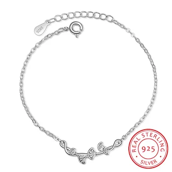 

925 Sterling Silver Bracelet For Women Girl Lucky Ginkgo Leaves Bracelet pulseira 16CM+3CM Length S-B163