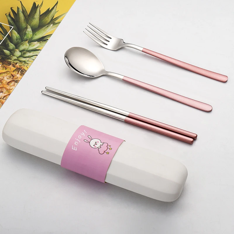 304 Stainless Steel Tableware Rectangle Lunch Dinner Set Portable School Travel Camping Gadgets Chopsticks Spoon Fork Box | Дом и сад