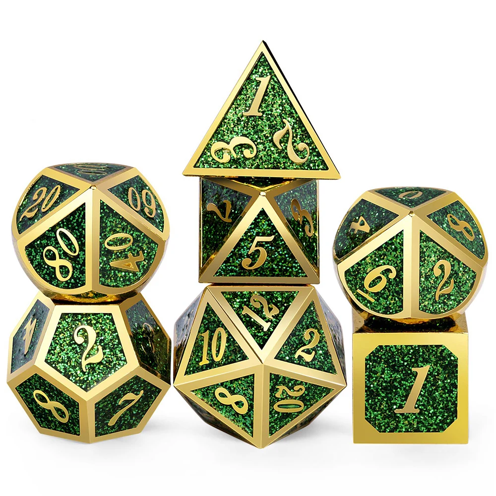 Kopen Glitter Dnd Metal Dice Rpg Mtg Dobbelstenen Cursief Lettertype Dobbelstenen Omvatten Dobbelstenen Pouch Voor Tafelblad Rpgs