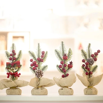 

Christmas Pine Needles Table Setting Creative Red Fruit Pine Cone Desktop Decoration Ornaments Table Accessories