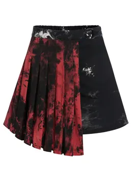 

Wipalo Halloween Women Skirts 2019 New Gothic High Waist Mini Pleated Skirt Asymmetric Autumn Spring Skirts Women Clothings