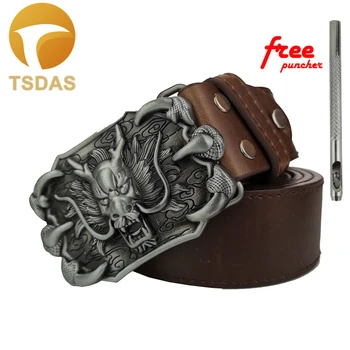 

Silver Men's Belt Buckle with Metal Fashion Men Dragon Belt Buckle Accessories with Leather Belt