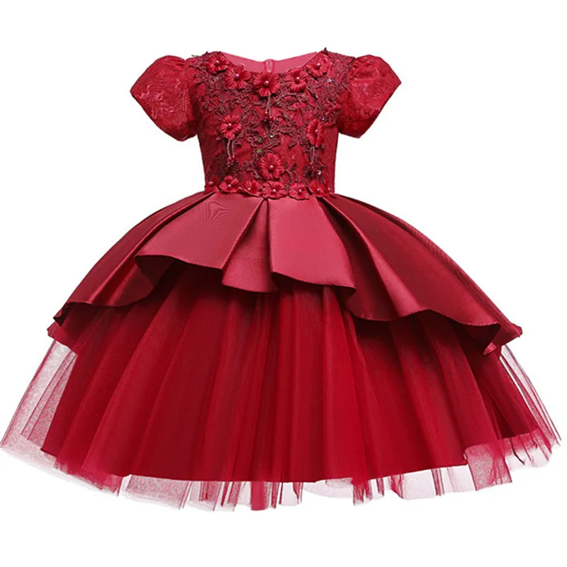 Рождественская Одежда для маленьких девочек; платье принцессы ручной работы с бисером для девочек-подростков; элегантное праздничное платье для дня рождения; платье для девочек