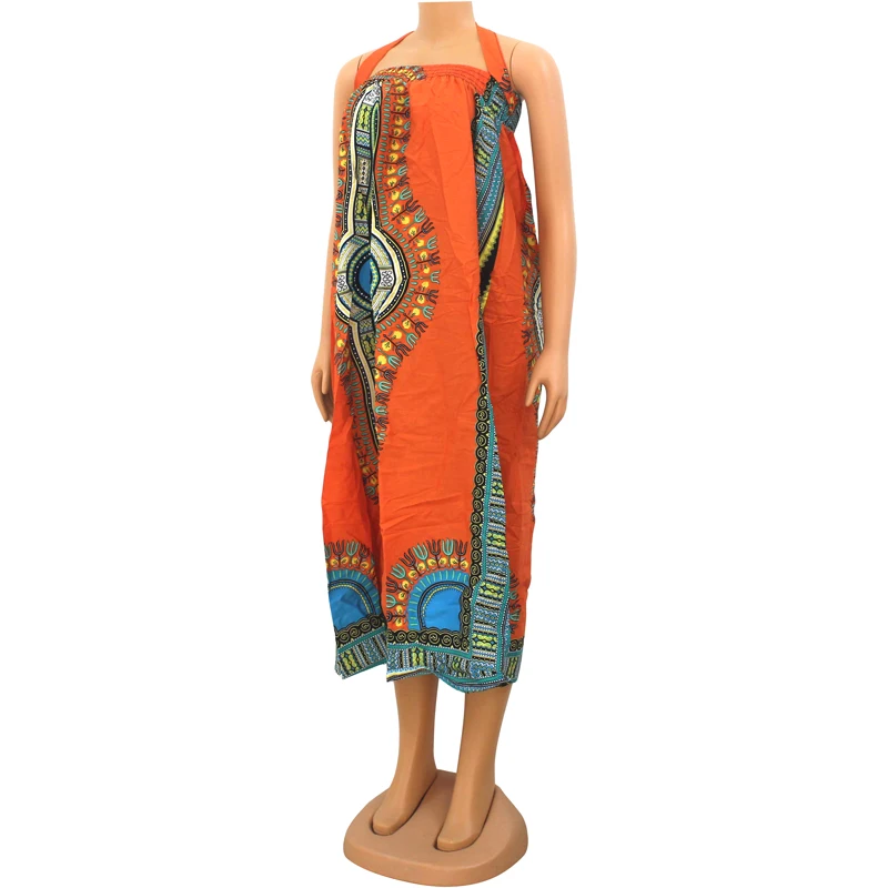 

Elegant Orange Sashes Cotton Skirts Women Summer Elastic Waist Indie Folk A Line African Dashiki Skirt
