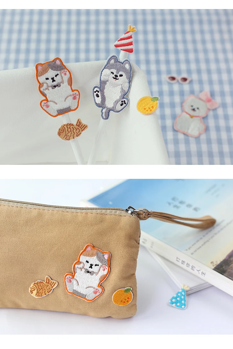 Cute Embroidery Stickers kawaii Sticker DIY Decorative Journal Cover Storage Bag Scrapbooking Stationery School Ofiice Supply