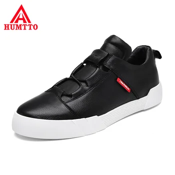 

HUMTTO Black Leather Shoes Men Non-slip Mens Sneakers Casual Loafers Breathable Non-slip Designer Male Shoe Big Size 36-49