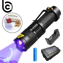 

UV Flashlight Ultra Violet Light With Zoom Function Mini UV Black Light Pet Urine Stains Detector Scorpion Use AA/14500 battery
