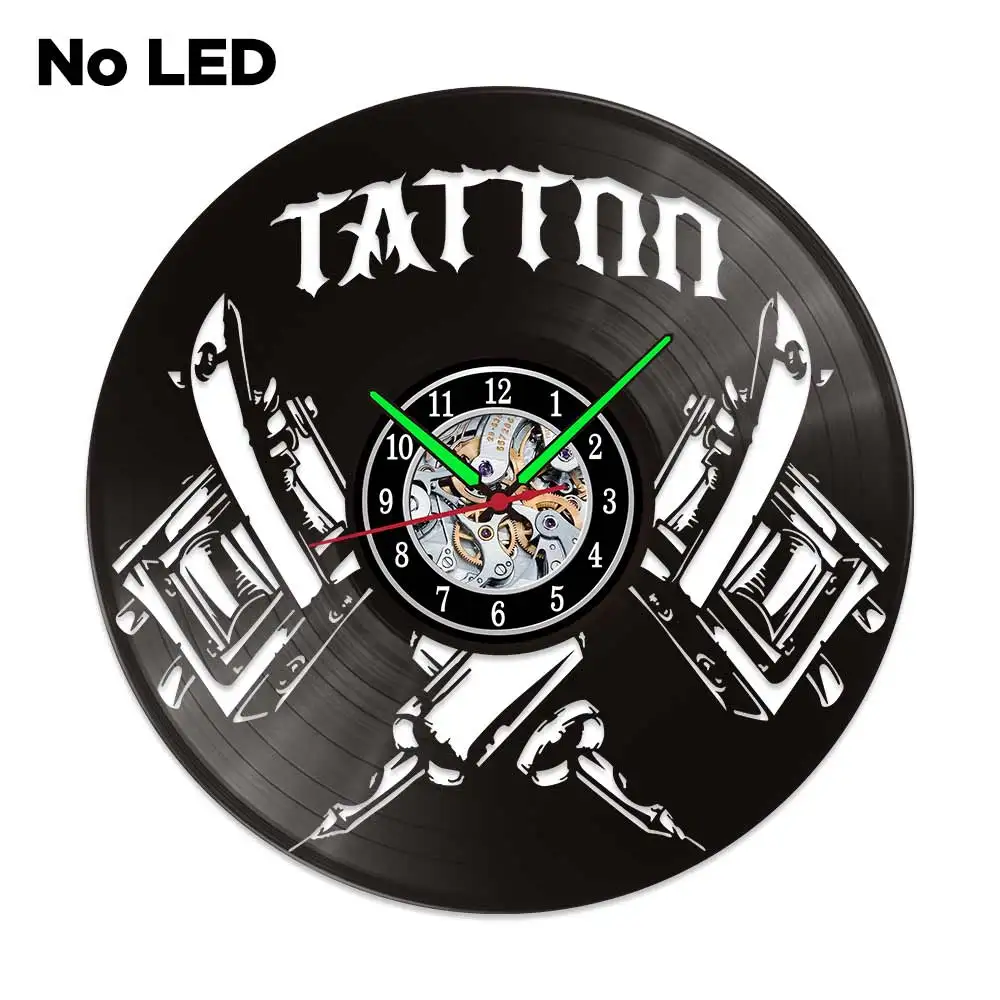 MCDFL Tattoo Vinyl Disks Wall Clock Watch Led Vintage Living Room Decoration Loft Interior House Deco Home Design Special Offers