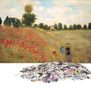 

1000 Pieces Adult Puzzle Poppy Flower Field Paper Assembly Adult Toys Children Games Educational Toys Poppy Flower Field