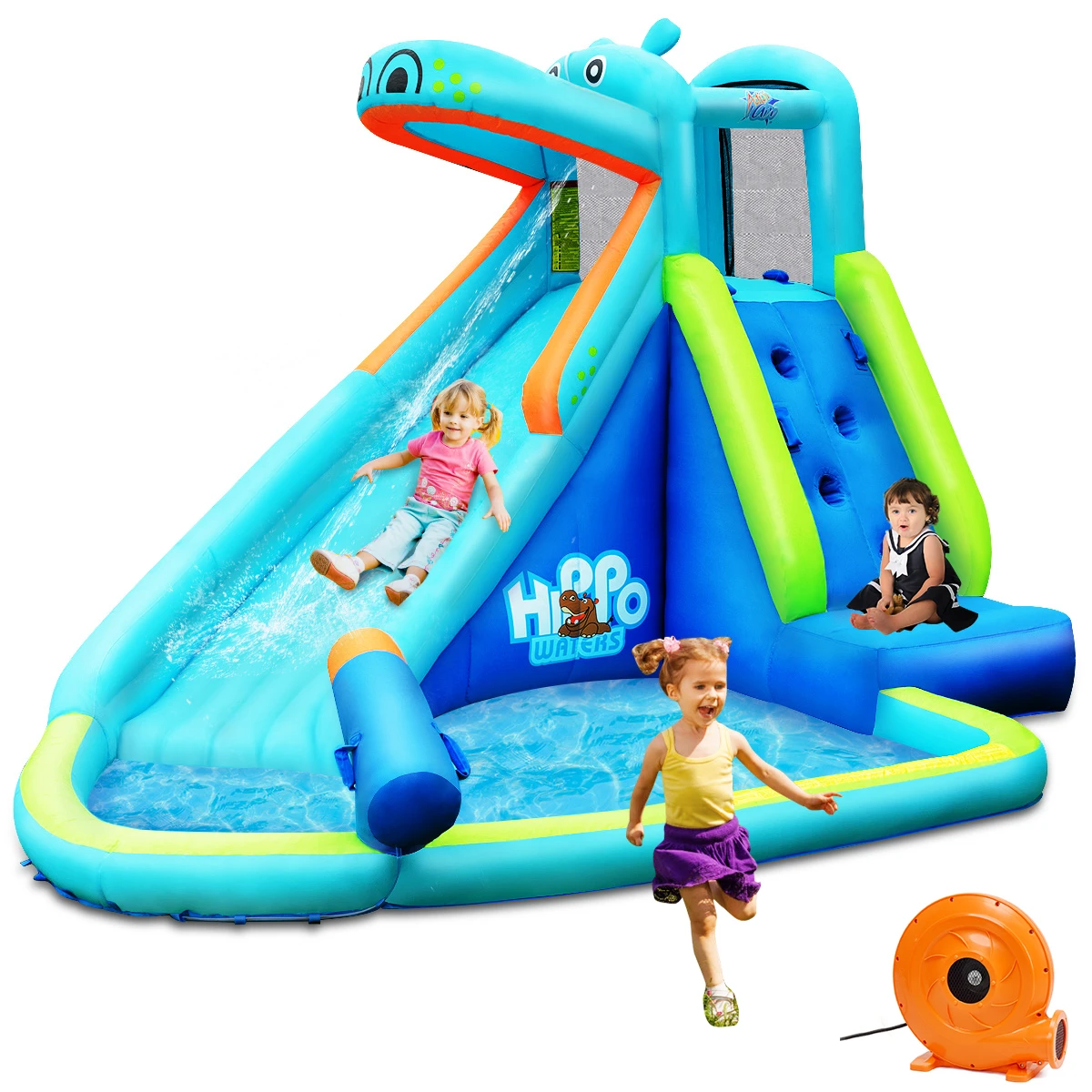 Piscine Gonflable Pour Enfants Maison De Rebond Toboggan Mur D Escalade Avec Souffleur De 740w Aliexpress