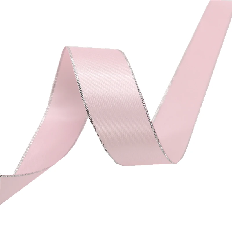 5 ярдов 6мм-38 мм атласная лента высокого качества серебристая металлическая резинка из полиэстера для цветов подарочная упаковка Свадебные украшения DIY - Цвет: Pink