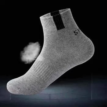 

5 Pair Men Sport Cotton Socks Anti-slip Mid Length Sock Warm Thicken Ankle Athletic Sock Cushion Comfort Neutral / for man Hot