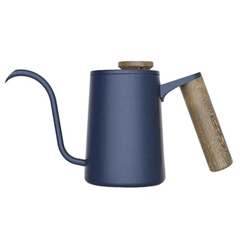 

600ML Stainless Steel Coffee Pot Kettle Gooseneck Spout Teapot Barista Tools(Blue)