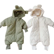 Combinaison à capuche pour nouveau né fille, salopette d'hiver pour bébé, vêtements chauds pour garçon, manteau de neige, ours, barboteuse d'extérieur pour enfant en bas âge