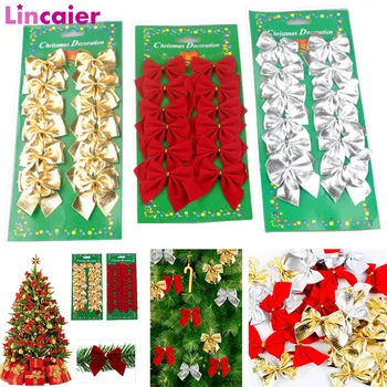 

36pcs 5.5cm Mini Christmas Ribbon Bows Christmas Tree Bowknot Ornaments Xmas Decoration for Home Wreaths Gift Wrapping Supplies