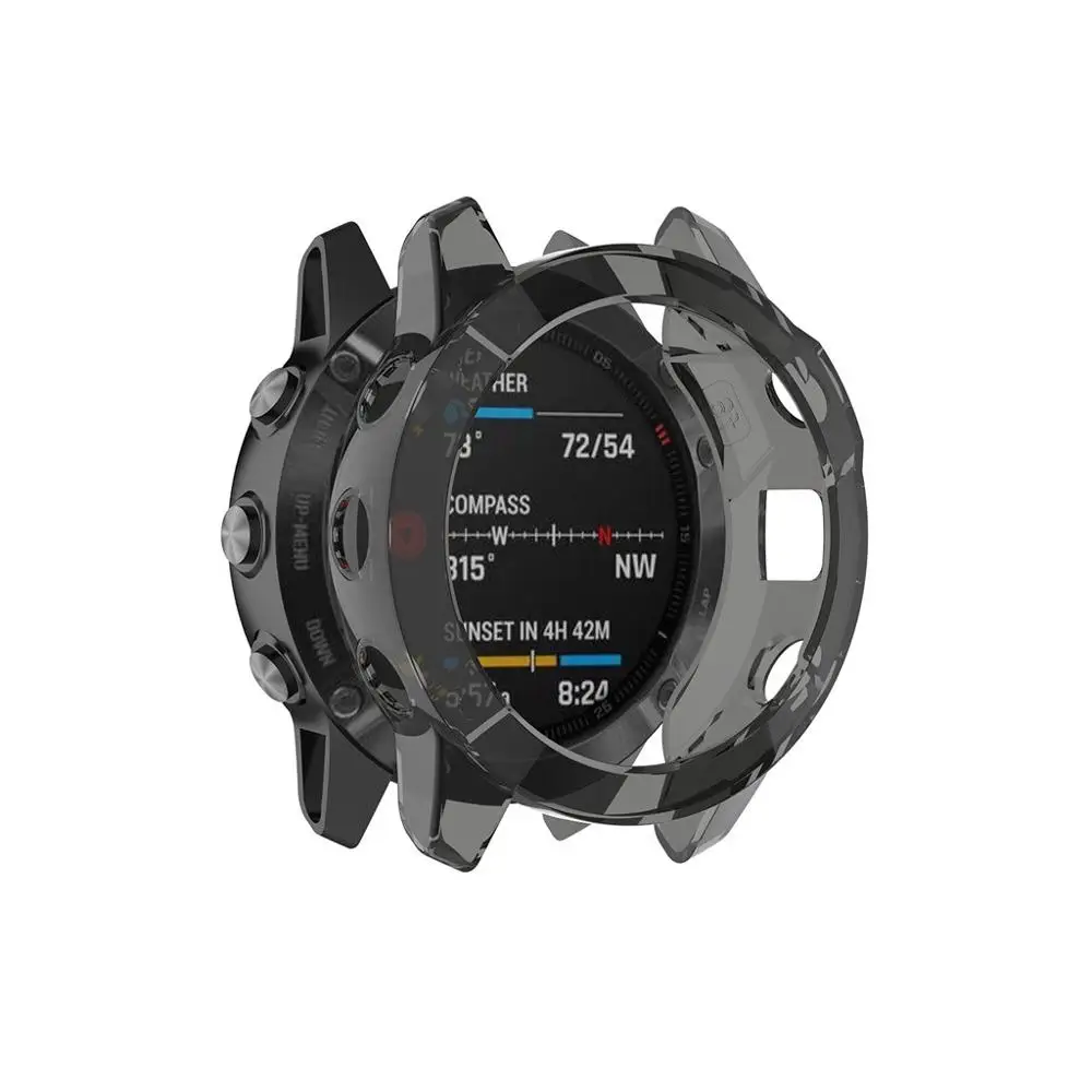 Для Garmin Fenix 6 6S 6X мягкий кристально чистый ТПУ защитный чехол рамка аксессуары для умных часов Fenix6 Fenix6X оболочка#1025 - Цвет: Black