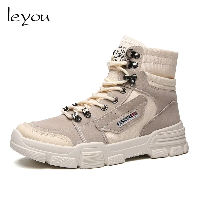 

Men High Top Boots Shoes Lace Up Sport Shoes Solid Lace Up Sneakers Men Platform Boots Anti Slip Travel Shoes Autumn