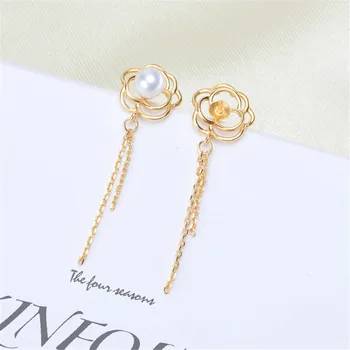 

HOT High Quality S925 Sterling Silver Stud Earrings Settings DIY Pearl Earring Hooks Findings Women's Jewelry Making Accessories