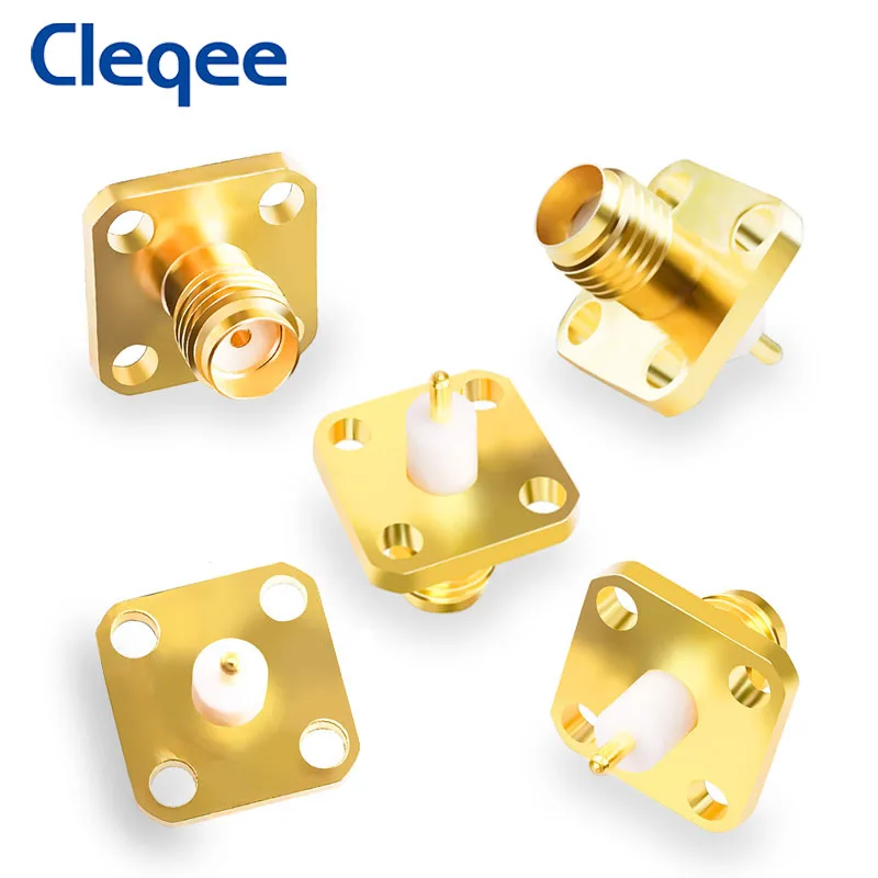 cleqee-10pcs-sma-female-jack-panel-mount-rf-coax-connector-flange-solder-gold-plated-of-copper-with-white-insulted-terminal