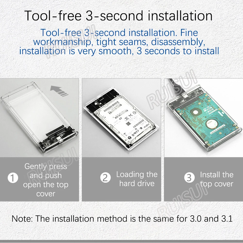 2.5 Inch Hard Drive Enclosure Hard Drive Box 2.5 Inch USB 3 HDD Case 2’5 For External HDD SSD Support UASP Function Max 4TB