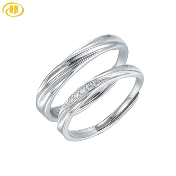 

Hutang Couple Rings for Women Man Solid 925 Sterling Silver Cubic Zirconia Open Ring Romantic Gift for Lover Originality Design