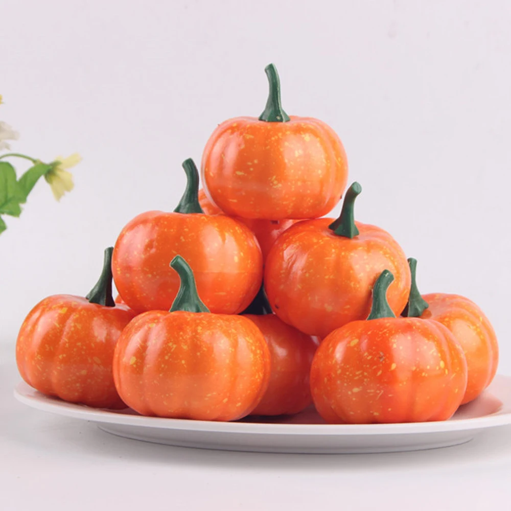 

12pcs Decorative Pumpkin Halloween Props faux Vegetables Pretend Play Photography Food Props Shop Party Halloween Decors