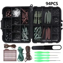 94 Pieces of Silver Carp and Bighead Accessories Set Retaining Beads Scissors Hose Eight-shaped Loop Fish Hook Pin Fishing Tool