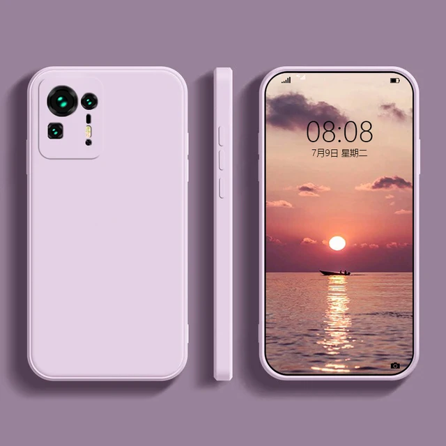 Soft Square Liquid Silicone Case for Xiaomi Mi Mix 4 3 2S 2 Mix4 Mix3 Mix2S 5G Cute Camera Protection Original Phone Cover Funda Purple