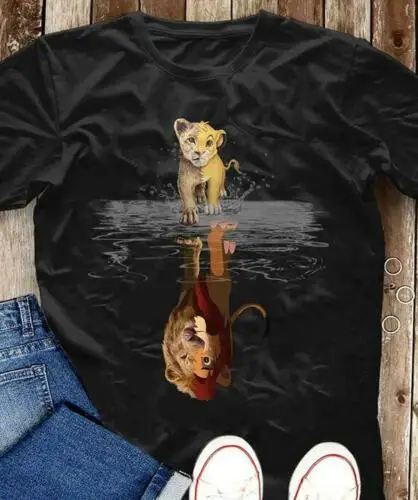 Simba Mufasa The Lion King футболка Черная Хлопковая мужская | Мужская одежда