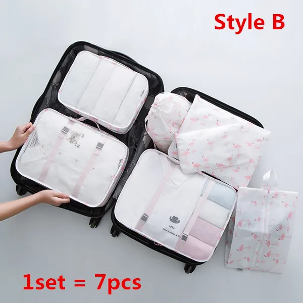 7 шт./компл. женские дорожные сумки наборы водонепроницаемый куб для упаковки портативная одежда сортировочный Органайзер модные багажные аксессуары продукт - Цвет: B-6