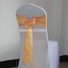 Горячая 17 × 275 см тафта цвет шампанского стул створки для свадебного мероприятия, вечерние и банкетные украшения