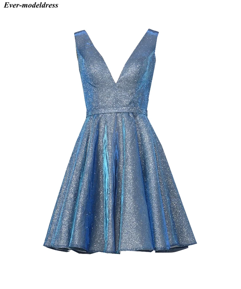 

Sparkly Short Graduation Dresses 2019 V-Neck Backless Mini Shiny Homecoming Dresses Prom Party Gowns Cocktail Dress Cheap
