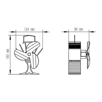 

3 Blades Heat Powered Stove Fireplace Fan Fuel Saving Silent Ecofan for Wood Log E65B