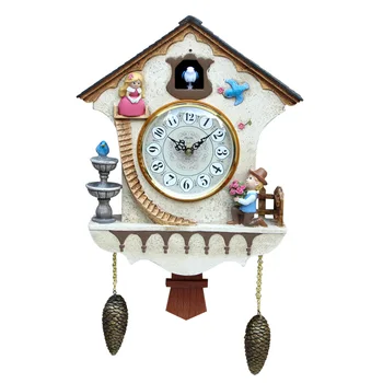 

Pendulum Pastoral Cuckoo Clock Retro Creative Large Cartoon Wall Watch Living Room Simple Reloj Pared Clocks with Bird EB50WC