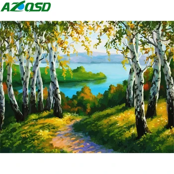 

AZQSD Paint By Number Forest Scenery Hand Paint Kit Canvas Oil Painting By Numbers Home Decoration Gift Diy 50x40cm Unframed