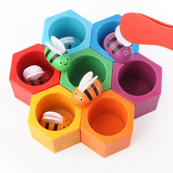 

Wooden Toy Colorful Bee Move Game Children's Fine Movement Hand - eye Coordination Training Toy Educational Toy