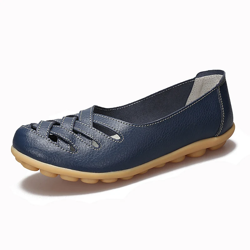 Women's Genuine Leather Flats Loafers Slip-On Shoes