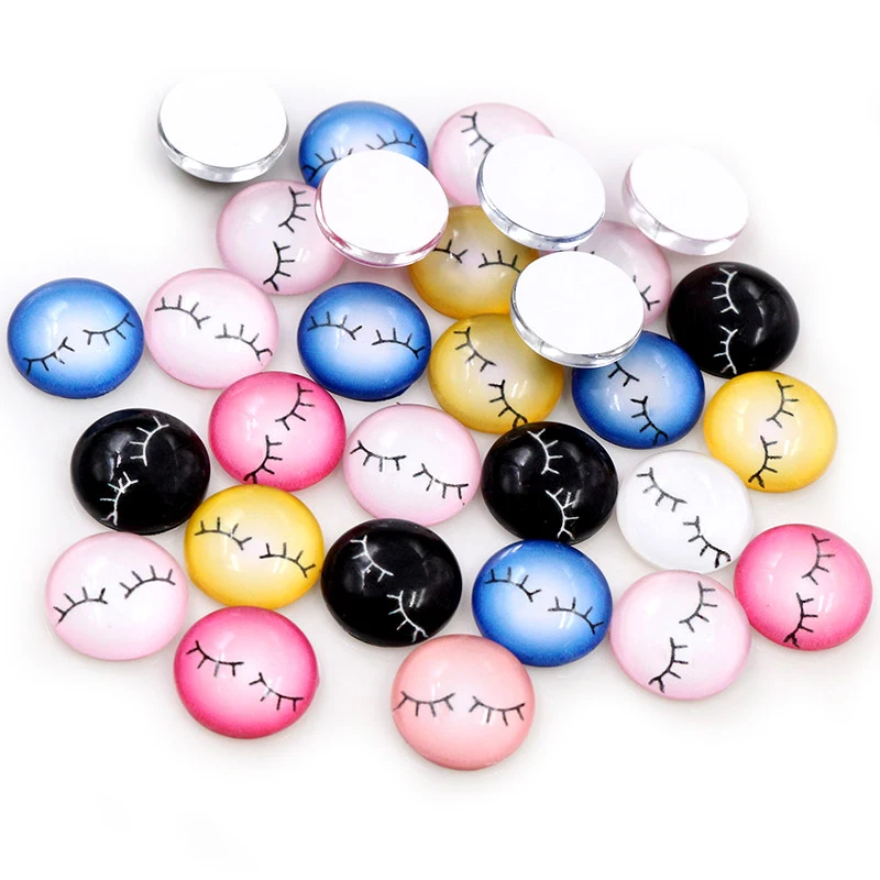 

Новая мода 50 шт 8 мм 10 мм 12 мм смешанные цветные ресницы ручной работы фото стекло Кабошоны Купол для DIY ювелирных изделий принадлежности