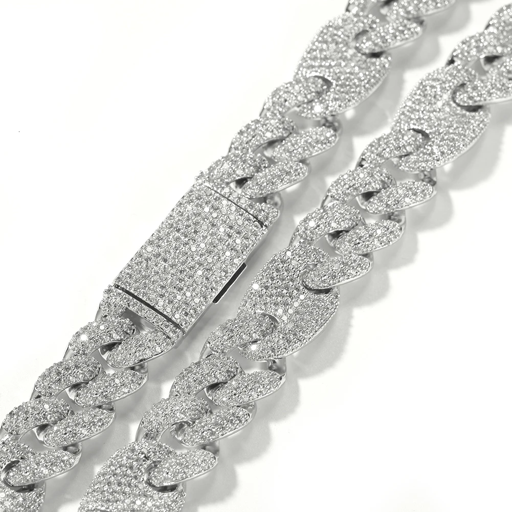 UWIN, Прямая поставка, роскошное серебряное медное ожерелье с кубическим цирконием 15 мм, для мужчин и женщин, звено цепи, ювелирные изделия в стиле хип-хоп