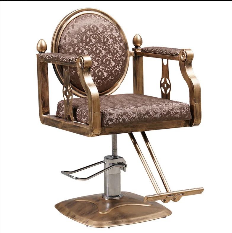 Simple retro wrought iron hairdressing chair hair salon special lifting adjustable rotating barber chair h15 5 vintage retro oval 360 rotating double face desktop table makeup cosmetic dresser mirror embossed cut out desk set 331b