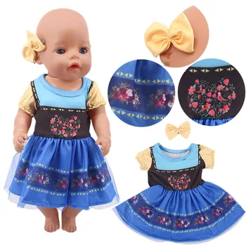 

Elsa Anna Fancy Princess Dresses Doll Clothes Fit 18 Inch American&43 CM Born Baby Doll,Girl's Toys,Our Generation,Gift