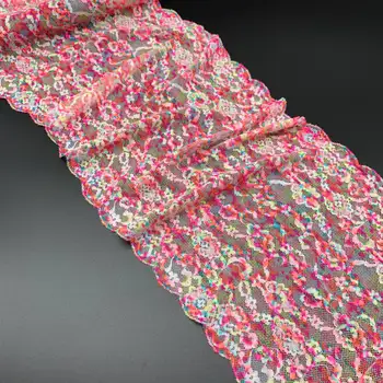 

3y/lot 22cm Stretch Elastic Lace Fabric Pink DIY Crafts Sewing Supplies Decoration Accessories For Bikini Underware Lace Trim