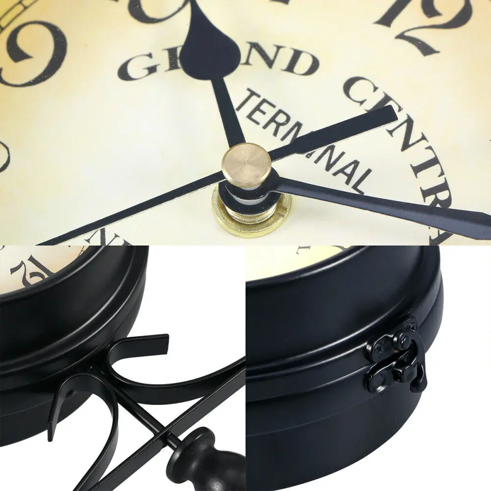 Home Living Rom Decor Double Side Vintage Wall Clock Outdoor Garden Outside Wall Art Decoration Salon Decorative Watch Wall