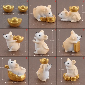 

1Pc Money Fortune Cartoon Mouse Bear Rich Mice Small Statue Little Figurine Crafts Cute Animal Home Decoration Ornaments