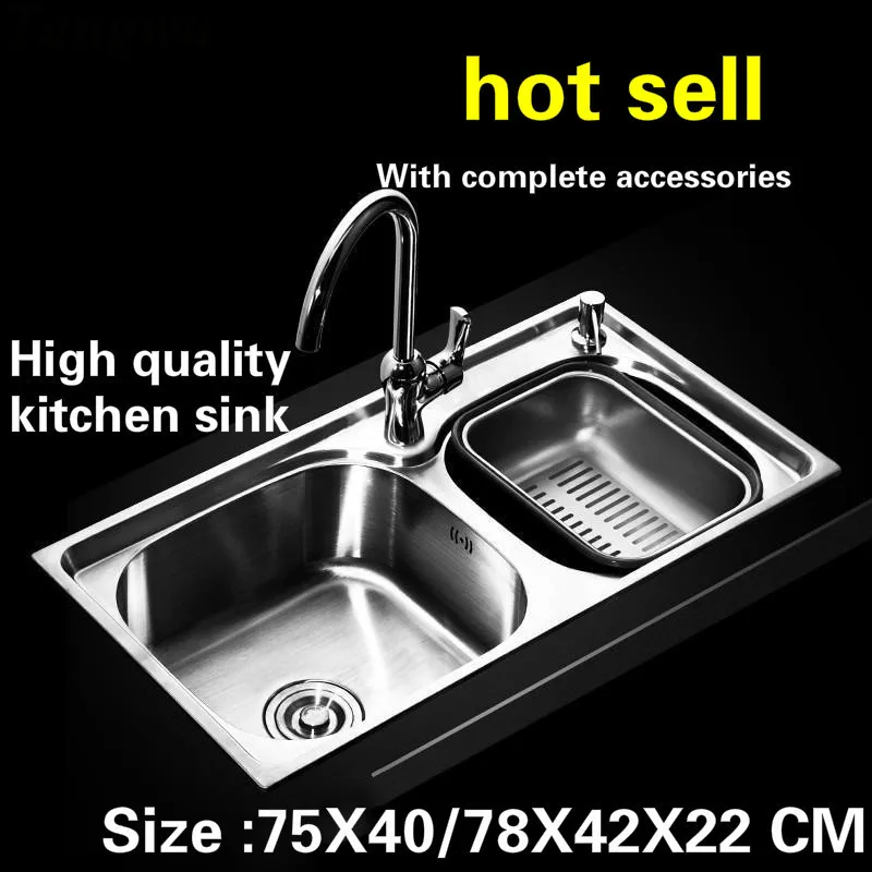 

Tangwu Food grade 304 stainless steel kitchen sink double groove deluxe edition 75x40/78x42x22 cm