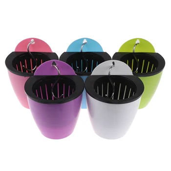 

Self Watering Solid Color Flower Pot Wall Hanging Resin Automatic Plastic Planter Durable For Garden Balcony With Hook