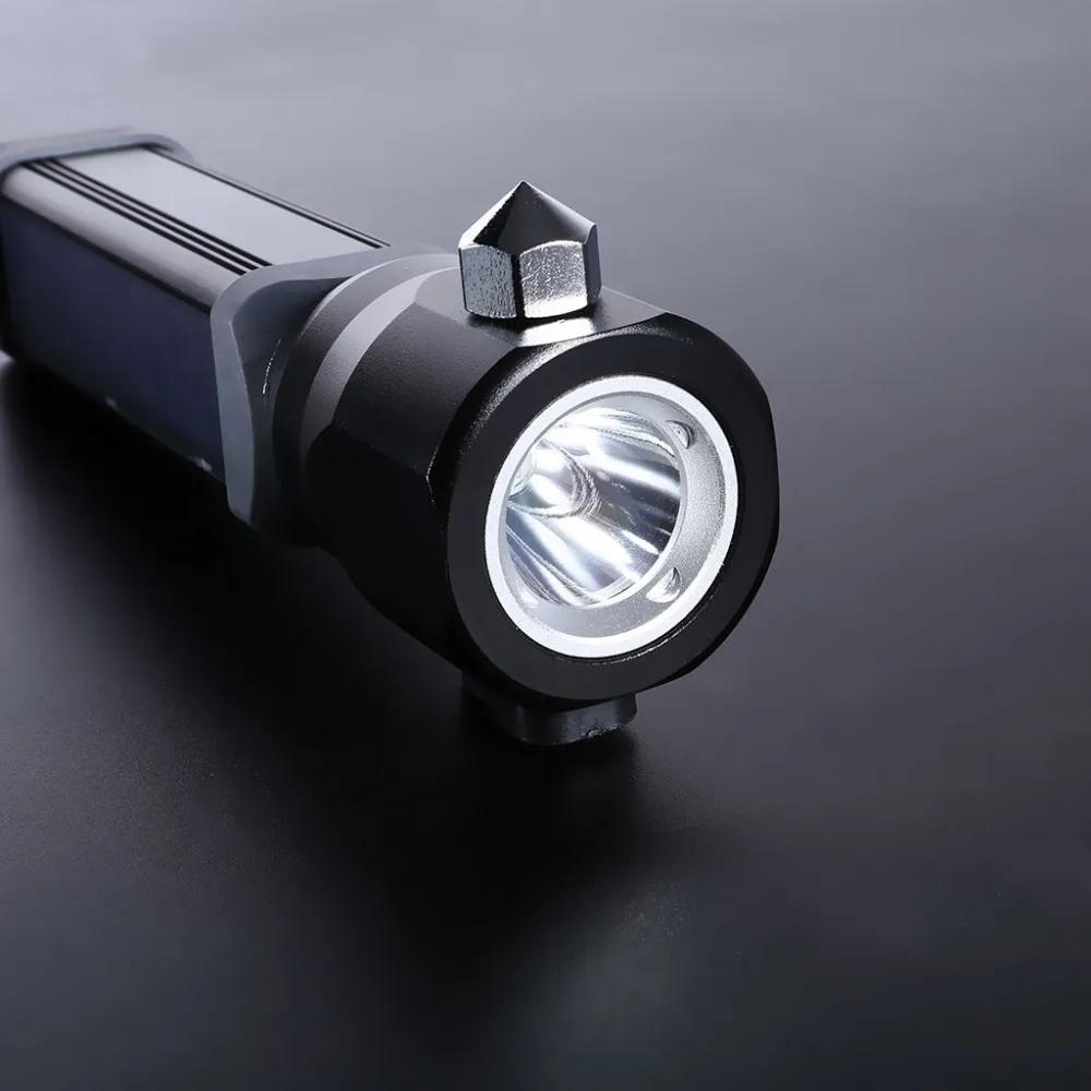 Solar aluminum flashlight LED with cutting broken window light USB rechargeable riding light flashlight 500 lumens 35A8 (1)