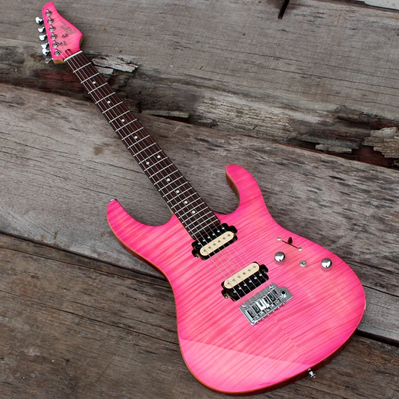 

In Stock EART Electric Guitar Pink Color High Quality Pickups bright and sustaining Sound Practice Free Shipping