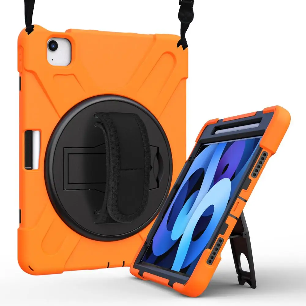

For Apple iPad Air 10.9 " 2020 Multifunction tablet Kids Safe Shockproof Heavy Duty Silicone+PC Kickstand Case for Air 4